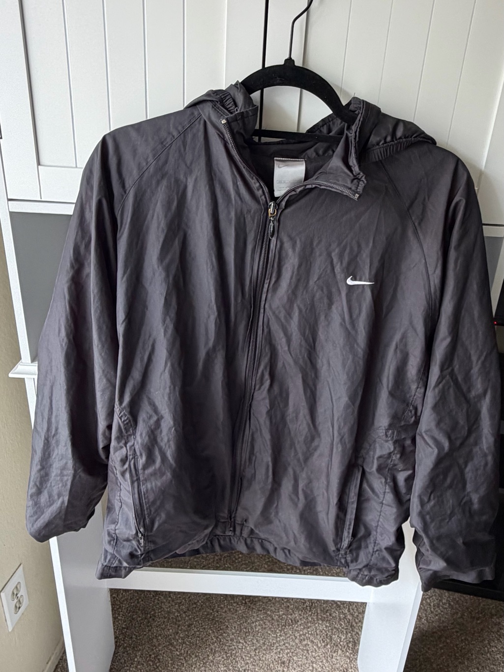 Nike Black/Gray Full-Zip Hooded Windbreaker Jacket